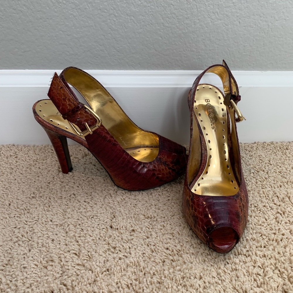 BCBGirls Snakeskin Snake Heels